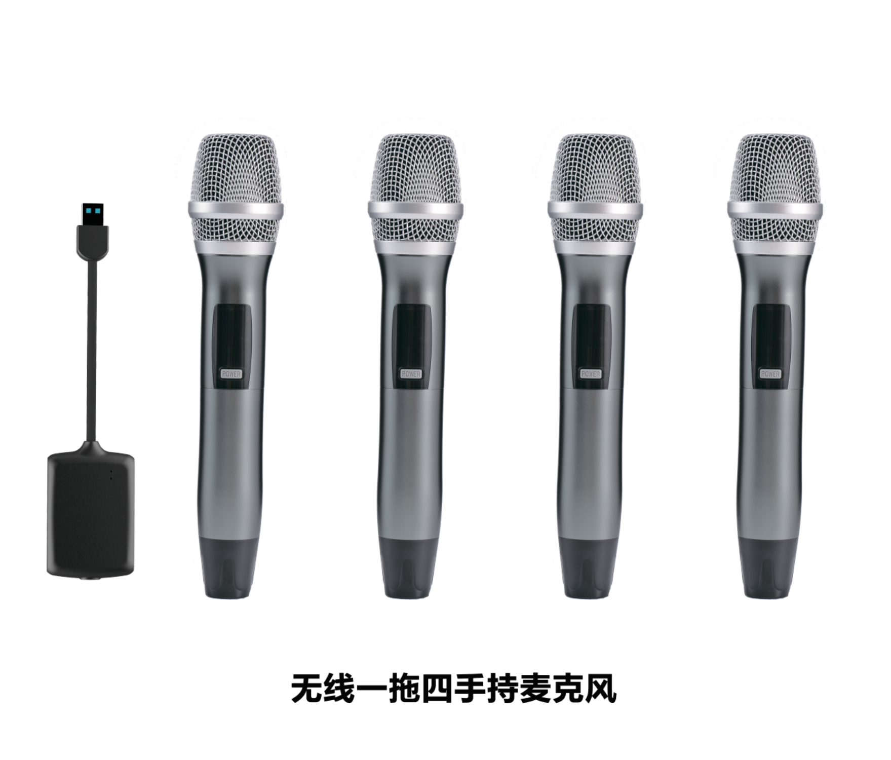 One-to-Four Handheld Wireless Microphone System | 100 Channels, USB/3.5mm Output