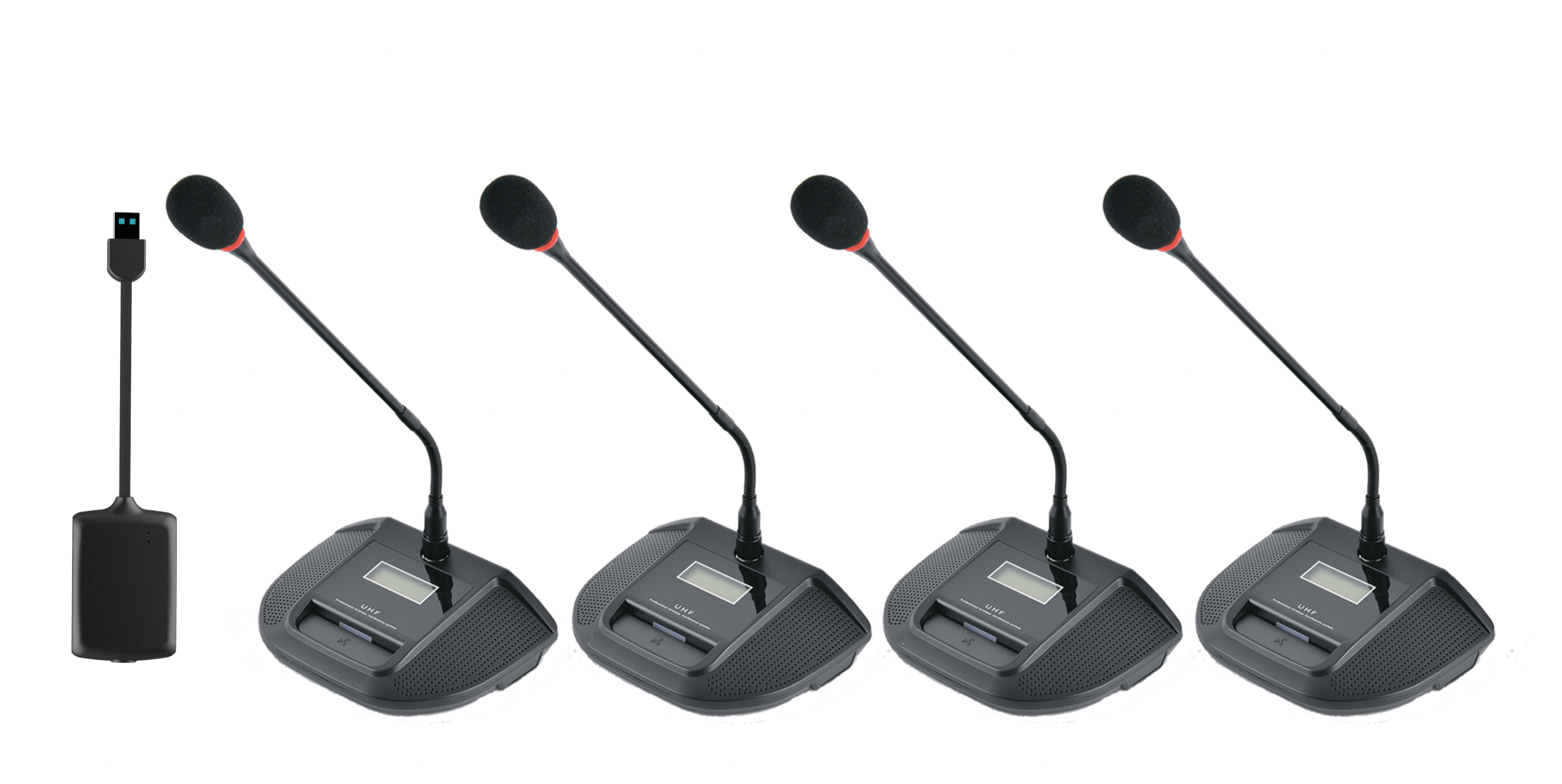 One-to-Four Gooseneck Wireless Microphone System | USB & 3.5mm Output